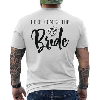 Here Comes The Bride With Cute Drawing Men's T-shirt Back Print - Monsterry DE