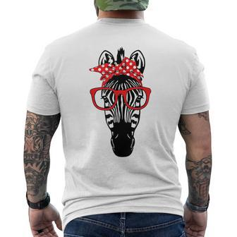 Cool Mountain Zebra With Bandana Headband And Glasses Men's T-shirt Back Print - Thegiftio UK