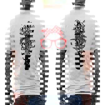 Cool Mountain Zebra With Bandana Headband And Glasses Men's T-shirt Back Print - Thegiftio