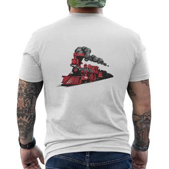 Cool Train For Dad Papa Railroad Public Transportation Mens Back Print T-shirt | Mazezy