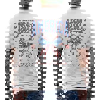 Coquette Bow 4Th Of July American Flag Independence Day Men's T-shirt Back Print - Seseable