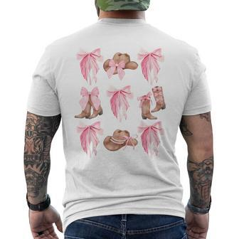 Coquette Pink Bow Cowboy Boots Hat Western Country Cowgirl Men's T-shirt Back Print - Monsterry