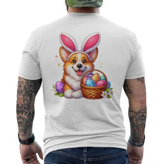 Corgi Bunny Ears Easter Day Cute Dog Puppy Lover Boys Girls Men's T-shirt Back Print - Seseable