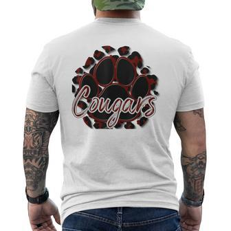 Cougar Maroon Black Cheetah School Sports Fan Team Spirit Men's T-shirt Back Print - Monsterry