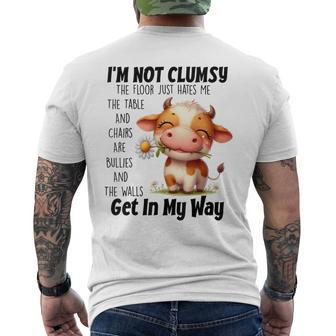Cow I'm Not Clumsy The Floor Just Hates Me The Table Men's T-shirt Back Print - Monsterry CA