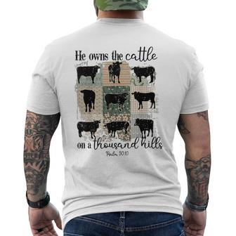 Cow He Owns The Cattle On A Thousand Hills Men's T-shirt Back Print - Seseable