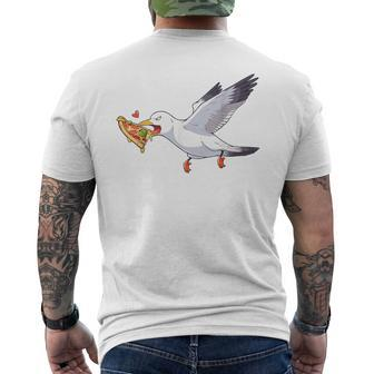 Cranky Seagull Beach Birds Stealing Pizza Summer Men's T-shirt Back Print - Thegiftio UK