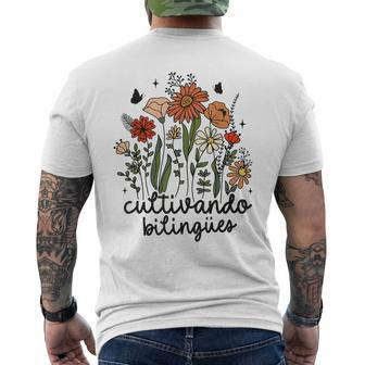 Cultivando Bilingues Dual Language Crew Bilingual Teacher Men's T-shirt Back Print - Monsterry