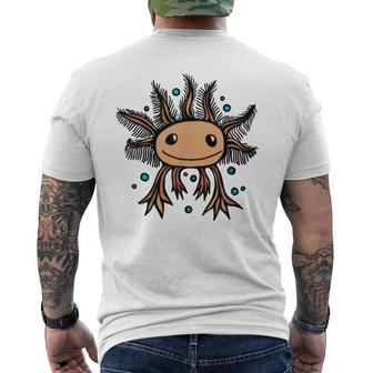 Cute Baby Axolotl Kawaii Style Mexican Walking Fish Animal Men's T-shirt Back Print - Monsterry
