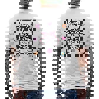 Cute Bunny With Leopard Bandana Glasses Bubblegum Easter Day Men's T-shirt Back Print - Seseable