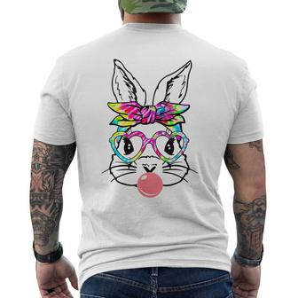 Cute Bunny With Tie-Dye Glasses Bubblegum Easter Day Men's T-shirt Back Print - Monsterry DE