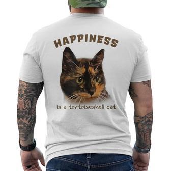 Cute Calico Cat Happiness Is A Tortoiseshell Cat Men's T-shirt Back Print - Monsterry UK