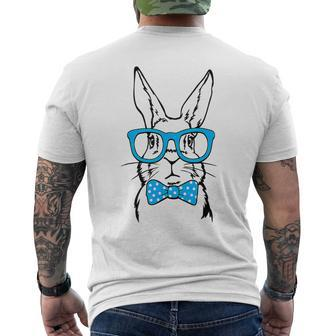 Cute Rabbit Bunny Face Glasses Bow Tie Happy Easter Day Boys Men's T-shirt Back Print - Seseable