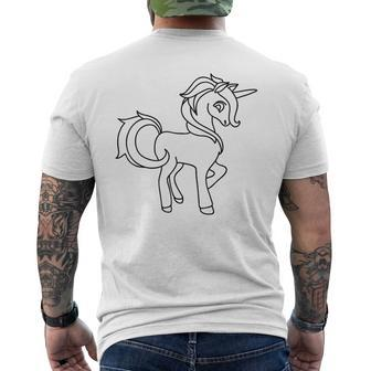 Cute Unicorn For Coloring Fun Diy Do It Yourself Color In Men's T-shirt Back Print - Monsterry DE