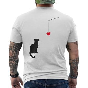 Cute Valentine's Day With A Cat Looking At A Heart Men's T-shirt Back Print | Mazezy