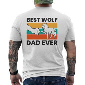 Cute Wolf Best Wolf Dad Ever Mens Back Print T-shirt | Mazezy