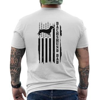 Dachshund Dad Vintage American Flag Patriotic Weiner Dog Mens Back Print T-shirt | Mazezy
