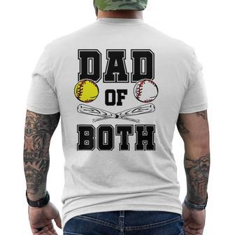 Dad Of Both Dad Of Ballers Baseball Softball Mens Back Print T-shirt | Mazezy