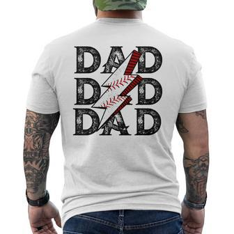 Dad Baseball Ball Vinatge Fathers Day Husband From Wife Son Men's T-shirt Back Print - Thegiftio UK