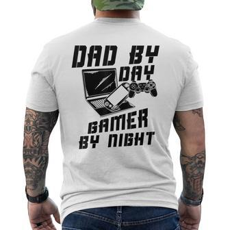 Dad By Day Gamer By Night Game Father's Day Mens Back Print T-shirt | Mazezy