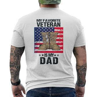 Dad Father's Day My Favorite Veteran Is My Father Proud Kids Mens Back Print T-shirt | Mazezy