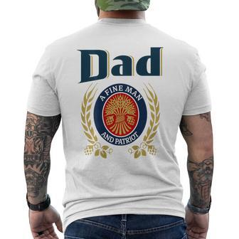 Dad A Fine Man And Patriot Humor Beer Drinking Father Figure Men's T-shirt Back Print - Monsterry