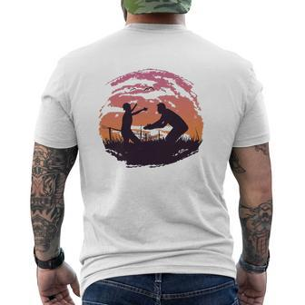 Dad And Kid Silhouette Father's Day Mens Back Print T-shirt | Mazezy DE
