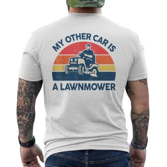 Dad Lawn Mowing My Other Car Is A Lawnmower Men's T-shirt Back Print - Monsterry