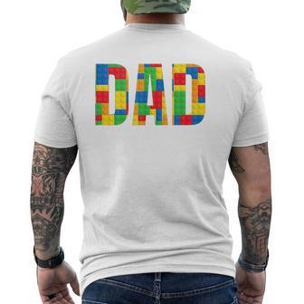 Dad Parent Brick Master Builder Building Blocks Set Family Mens Back Print T-shirt | Mazezy