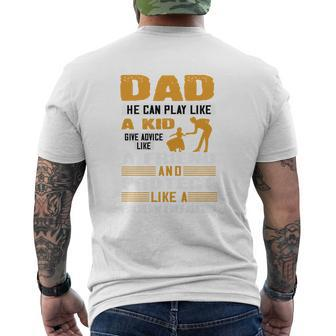 Dad He Can Play Like A Kid Mens Back Print T-shirt | Mazezy UK