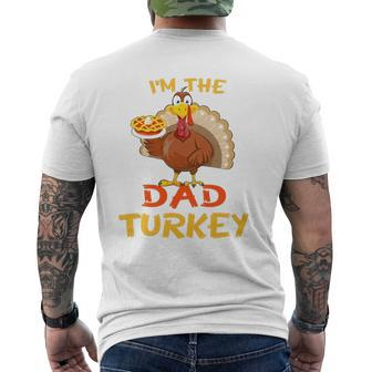 Dad Turkey Matching Family Group Thanksgiving Party Pajama Mens Back Print T-shirt | Mazezy