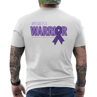 My Dad Is A Warrior Pancreatic Cancer Awareness Shirt Mens Back Print T-shirt - Thegiftio UK