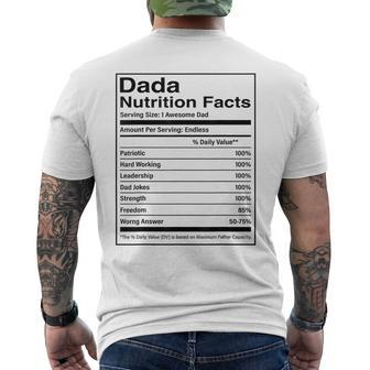 Dada Nutrition Facts Fathers Day Nutritional Food Men's T-shirt Back Print - Thegiftio UK