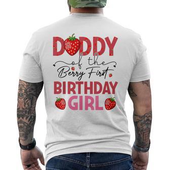 Daddy Of The Berry Sweet One Birthday Strawberry Girl Men's T-shirt Back Print - Monsterry