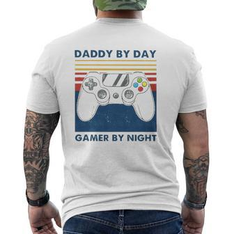 Daddy By Day Gamer By Night Controller Father's Day Gamer Mens Back Print T-shirt | Mazezy AU