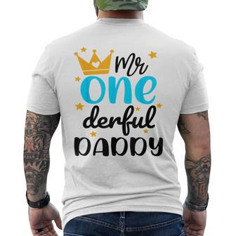 Daddy Of Little Mr Onederful 1St Birthday Family Party Men's T-shirt Back Print - Monsterry UK