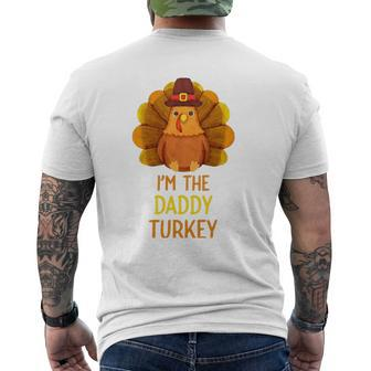 Daddy Turkey Family Matching Thanksgiving Party Pajama Mens Back Print T-shirt | Mazezy