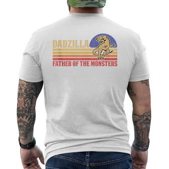 Dadzilla Father Of The Monsters Father's Day Retro Sunset Men's T-shirt Back Print - Seseable