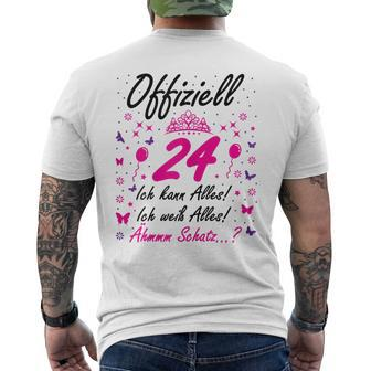 Damen 24 Geburtstag Lustig Offiziell 24 Ich Kann AllesSchatz T-Shirt mit Rückendruck - Seseable