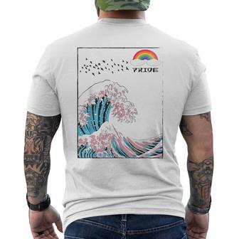 Dare To Be Yourself Trans Lgbt Colors In The Japanese Wave Men's T-shirt Back Print - Monsterry