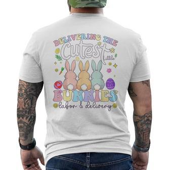 Delivering The Cutest Bunnies Easter Labor & Delivery Nurse Men's T-shirt Back Print - Monsterry