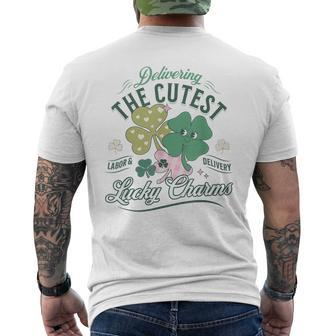 Delivering The Cutest Lucky Charms Labor Delivery St Patrick Men's T-shirt Back Print - Seseable