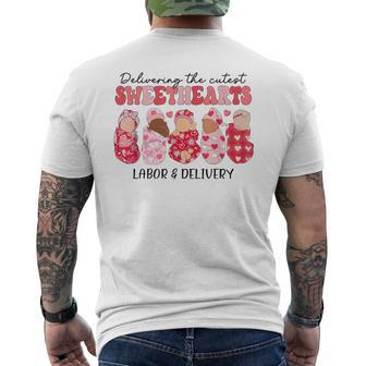 Delivering The Cutest Sweethearts Labor Delivery Valentine's Men's T-shirt Back Print | Mazezy