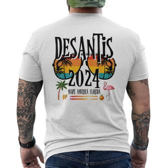 Desantis 2024 Election Retro Sunglasses Flamingo Orange Mens Back Print T-shirt - Thegiftio UK