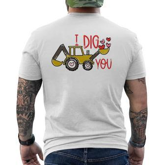 I Dig You Construction Truck Happy Valentine's Day Kids Boys Mens Back Print T-shirt | Mazezy AU