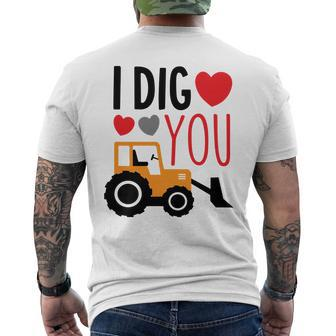 I Dig You Construction Truck Tractor Boy Valentine Mens Back Print T-shirt - Thegiftio UK