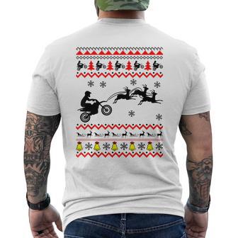 Dirt Bike Motorcycle Pajama Ugly Christmas Biker Men's T-shirt Back Print - Monsterry UK