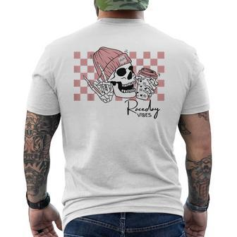 Dirt Track Racing Vibes Checkered Flag Racing Raceday Skull Men's T-shirt Back Print - Monsterry DE