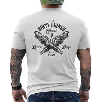 The Dirty Gringo Crossed Spark Plugs Ratrod Men's T-shirt Back Print - Monsterry