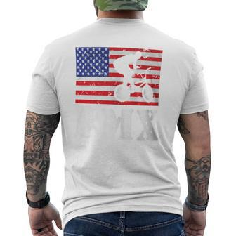 Distressed Bmx Riding Usa American Flag Vintage Bike Rider Men's T-shirt Back Print - Monsterry CA